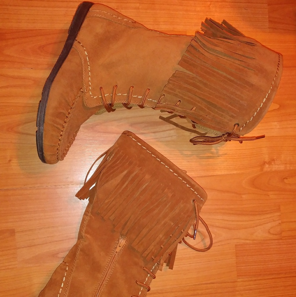 Rampage Cadencia Fringe Boot Moccasins sz 8M